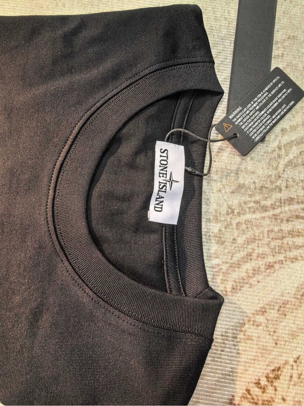 Stone Island Black Tee with Neon Green Compass Back Logo - Picture 5 of 6